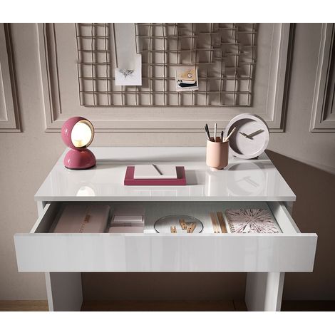 Scrivania Bianco lucido 1 cassetto – design Funzionale e stile per Casa e Ufficio - Smile  L 78 X H 76 X P 50 (1/3)