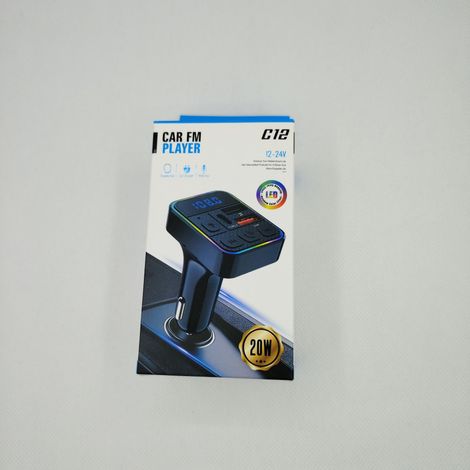 C12 Car MP3 Player, Wireless Bluetooth V5.4, Dual Interface (Mobile Phone Charger, USB Flash Drive, TF Card), Plays Music -- C12 Color Box Packaged Well. (1/3)
