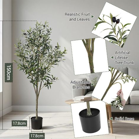 Olivo Artificiale 150cm, Piante Finte da Interno,Albero Artificiale Albero di Ulivo Artificiale, Piante Finte Perfette in Vaso, Rami Regolabili, per Interni Esterno Casa Ufficio Giardino (1/5)