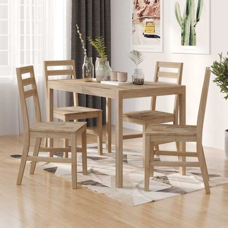 Ensemble Table et Chaises 5 pcs - Ensemble Table à manger + 4 chaises Bois d'acacia solide BV717742 - BonneVie (1/5)