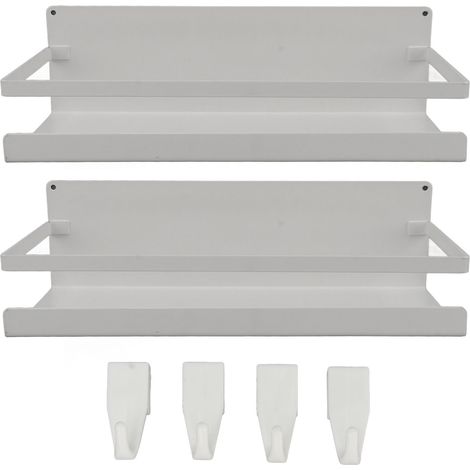 2-teiliges Wandregal mit Haken und Magnetsaugern fürs Badezimmer – Weißer schwebender Organizer
