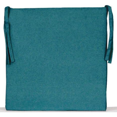 Galette de Chaise Unie carrée 40x40cm, Bleu Canard (1/4)