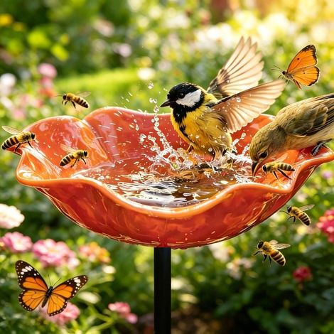 15 x 15 x 5 cm - Vaschetta per uccelli da esterno - per giardino, prato e patio - Vaschetta per uccelli - Ciotole per bere per uccelli (1/5)