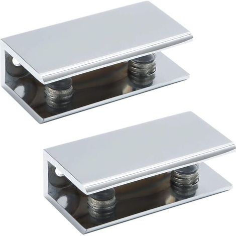 [NEVER USED] Glass clamp, glass shelf bracket, wall shelf bracket, door hinge, 8-12 mm thickness, adaptive glass, polished stainless steel, 2 pieces (1/4)