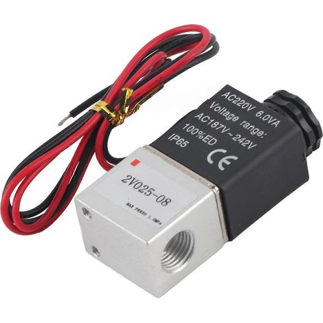 Électrovanne 2 voies, alliage d'aluminium, normalement fermée, taille d'outil G1/4 pouce, 2V025-08AC220V