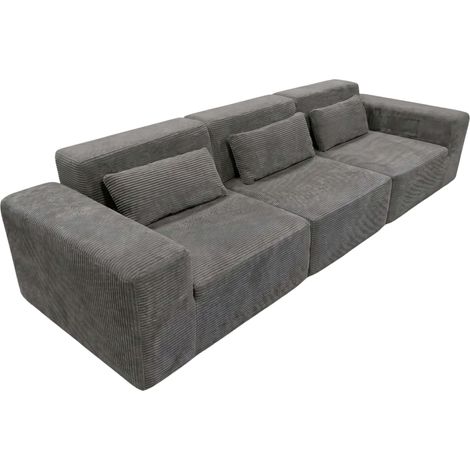Sofá Modular Horizon 3 plazas Salón Comedor Gris Oscuro 307 cm (1/5)