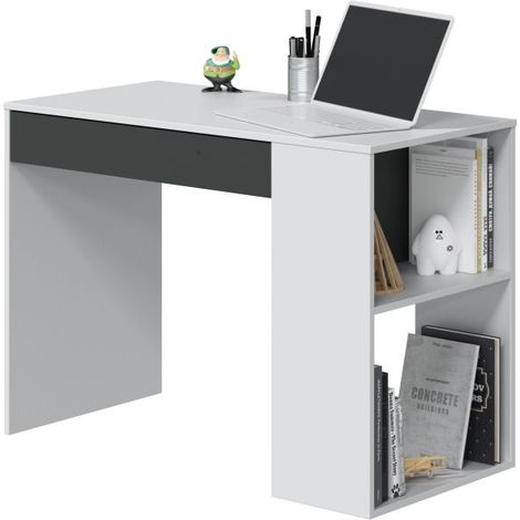Mesa de Escritorio Masster con 1 Cajón en Blanco Artik y Gris Antracita con estilo Moderno 73x101x50 cm (1/10)