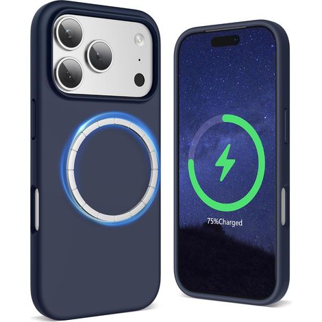 Coque pour iPhone 18 Pro Max 6.9" en Silicone Liquide- Bleu Nuit (1/5)