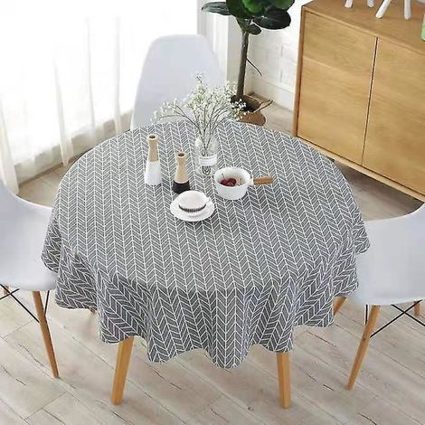 Nappe Ronde en Polyester Coton 59 Pouces, Grise, Linge de Table Lavable pour Cuisine, Salle à Manger et Réception (1/4)