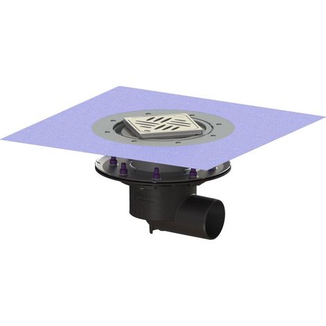 -Bodenablauf Ecoguss Pressfl. DN 80, seitl., Variofix, Designrost (1/2)