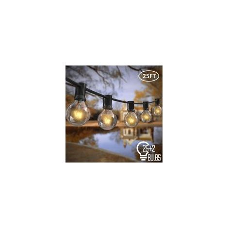 Guirlande lumineuse extérieure 7,62m 25 ampoules G40 – Étanches – Éclairage enfichable pour jardin, balcon, terrasse – Distance 30 cm - 25pcs