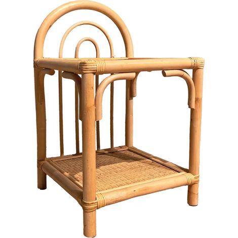 Table d'appoint 56 cm en rotin naturel avec 2 tablettes – HAZEL (1/5)