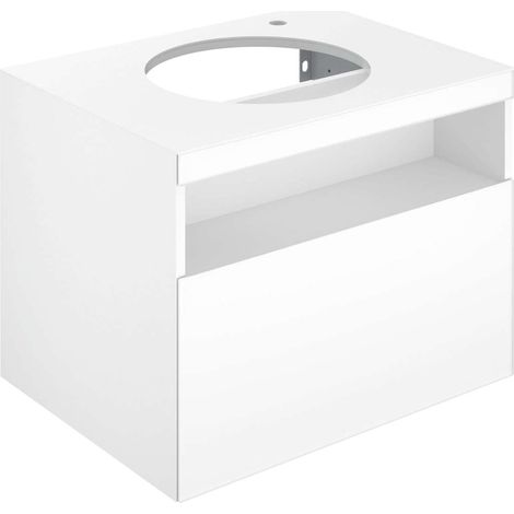 Keuco Stageline - Mobiletto sottolavabo, 65x55x49 cm, con foro per lavabo e miscelatore a dx, con illuminazione e USB, bianco 32855300100 (1/5)