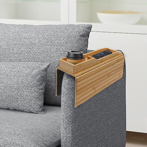 41.5 34cm Sofatisch, Sofatisch aus Bambus, Flexibler Sofatisch Einzelheiten mit Erhöhter Rand & Anti-Rutsch-Rückenfür Haus, Büro, Wohnzimmer (1/5)