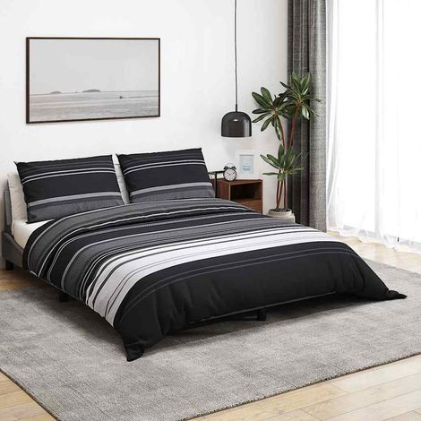 Parure de lit noire et blanche, 140 x 200 cm, coton