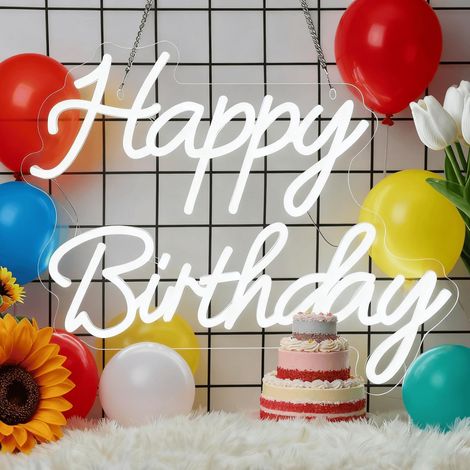 Enseigne LED « Happy Birthday » pour Soirées – Alimentation USB Dimmable, Idéal pour Toiles de Fond d'Anniversaire de Tout Âge (1/5)