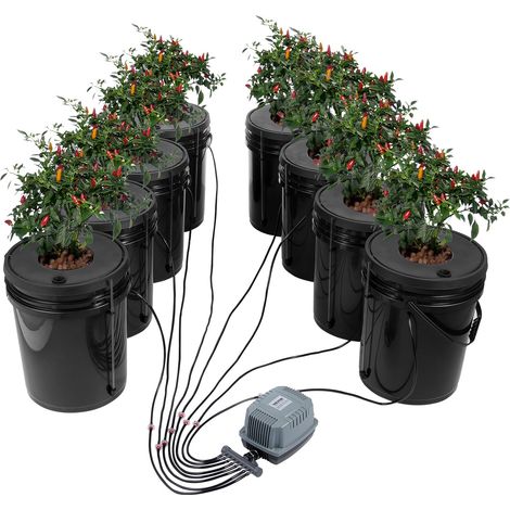 VEVOR Sistema di Coltivazione Idroponica DWC, Kit di Coltivazione in Acque Profonde 20 Litri Pompa ad Aria, Pietre porose, Dispositivo di Livello dell'Acqua, Sistema Idroponico Verdure a Foglia (1/5)