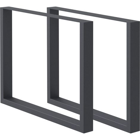 ECD Germany 2x Tischbeine aus Vierkantprofilen, 90 x 72 cm, Anthrazit, pulverbeschichtete Stahl, Industriedesign, Metall Tischkufen Tischuntergestell Tischgestell Möbelfüße, für Esstisch Schreibtisch