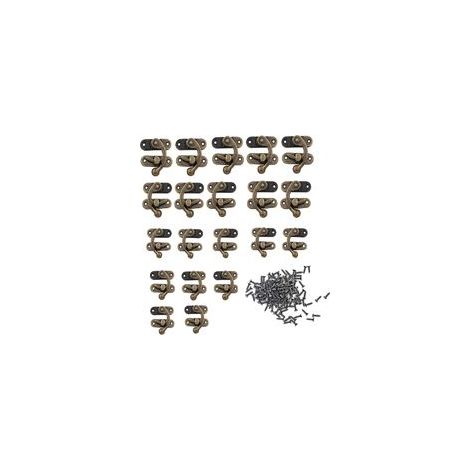 20 Pièces Fermoir Boite en Bois, Fermoir pour Coffre en Bois, Loquet Crochet Fermoirs à Coffre, Loquet Crochet Bronze, pour Boîte en Bois Boîte à Bijoux Garde-Robe Accessoires de Bricolage