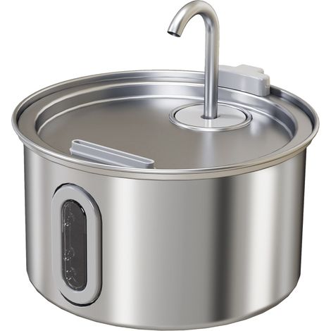 Fontanella per gatti 2,5 L in acciaio inox con pompa silenziosa, LED e filtro a carbone attivo (1/3)