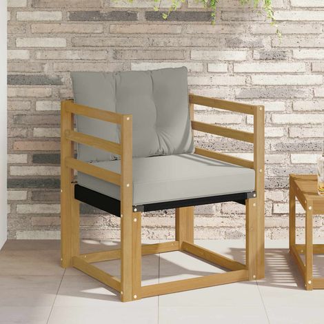 vidaXL Sofá de exterior Madera maciza de acacia y textileno Blanco (1/5)