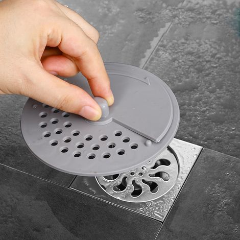 Couvercle de bonde de sol en TPR, attrape-cheveux, désodorisant, polyvalent, portable, pour salle de bain et cuisine. (1/5)