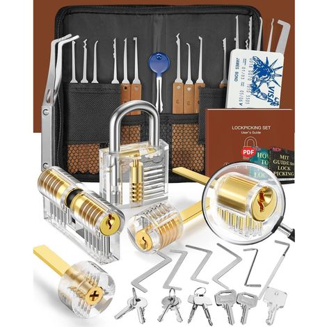 Dietrich Set 41-teilig mit 5 transparenten Übungsschlössern (1/5)