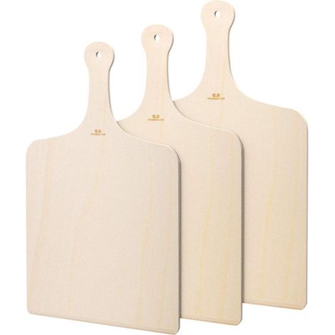Set di 3 pale per pizza. Legno di betulla. Bordo smussato. Manico ergonomico. Adatte al forno. (1/5)