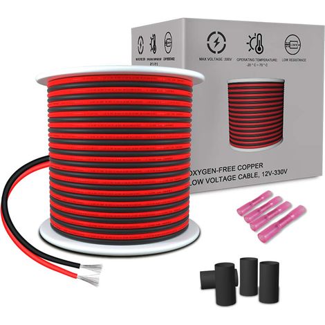 Fil Electrique de Calibre 18, 2x0.8mm² Câble D'extension de 20M 18 AWG Toronné en Cuivre Etamé 2 Cordons pour Bandes LED Couleur Unique 3528 5050, 12 LED Tube/Ampoule/Ruban de Lampe/Eclairage (1/5)