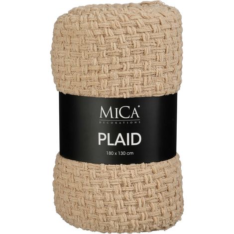 Plaid Beige 180 x 130 cm Jeté de Canapé ou de Lit en Polyester à Structure Tissée - PANGIVO (1/5)