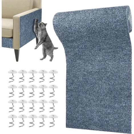 Grattoir Chat à Fixer sur Meuble  Coussinet Adhésif Antigriffes  Tapis Griffoir Chat 210 x 40 cm avec 20 Vis  pour Activité Ludique Enrichissante et Protection Sol Meuble Chambre Terrasse (1/5)