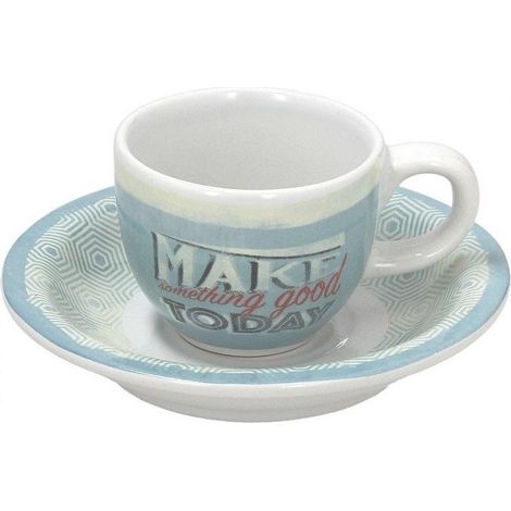 Tognana old America blu,set 6 tazza da caffè cc 100 con piatto in fine porcellana