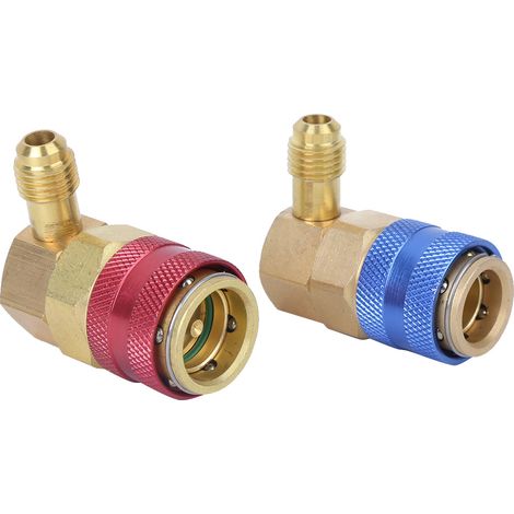 Ortviai Raccord Rapide Climatisation R134A à 90° en Cuivre – Connecteur Haut/Bas pour Manifold (1/3)