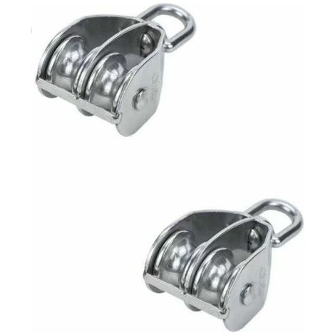 QORVA-2Pcs Double Poulie Bloc M20 Poulie Fixe En Acier Inoxydable Double Roue De Levage Poulie pour Câble (1/4)