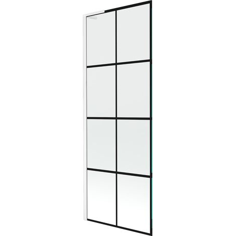 Mexen Next L paratia per vasca da bagno a 1 anta 70 x 150 cm, griglia nera, bianco - 895-070-000-03-77-20 (1/5)