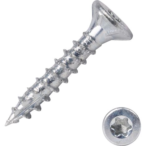 Spanplattenschrauben Verzinkt 3,5 x 20 mm Torx 15 Teilgewinde - (1/4)