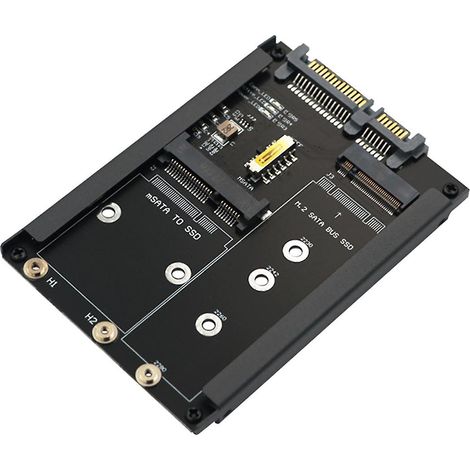Carte adaptatrice 2 en 1 MSATA + clé B/clé B+M SSD M.2 vers SATA 2,5" avec connecteur pour boîtier compatible M.2 NGFF SATA3 2230 2242 2260 2280 (1/5)