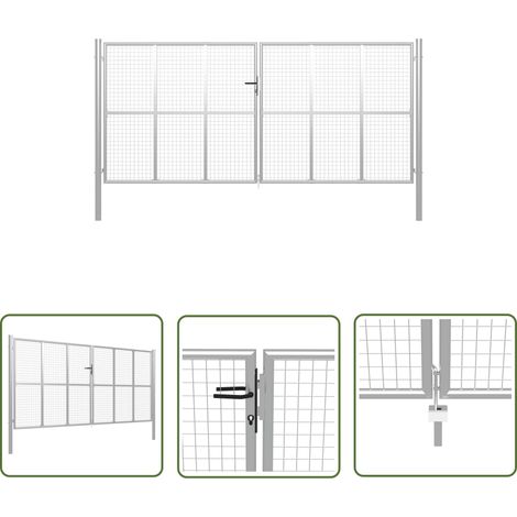 Porte de jardin Acier galvanisé 415x250 cm Argenté (1/5)