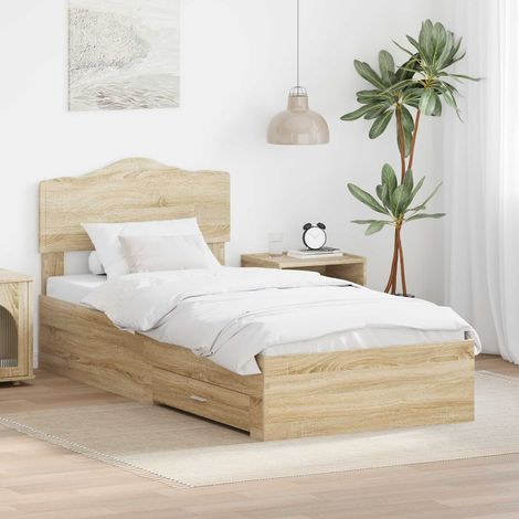 vidaXL Struttura del letto con cassetto Rovere Sonoma 90 x 200 cm (1/5)