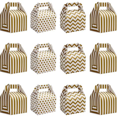 Geschenkboxen aus Kraftkarton in Weiß und Gold (36er-Set) – 16 x 11,5