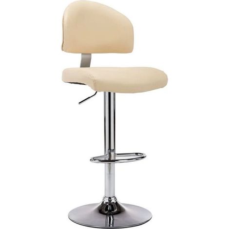 Tabouret de bar réglable simili cuir crème et métal chromé Axim (1/5)