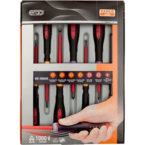 JUEGO 7 DESTORNILLADORES ERGO AISLO PL/PZ/TESTER - BAHCO