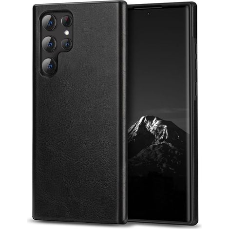COQUE POUR SAMSUNG GALAXY S22 ULTRA 5G CUIR NOIR (1/5)