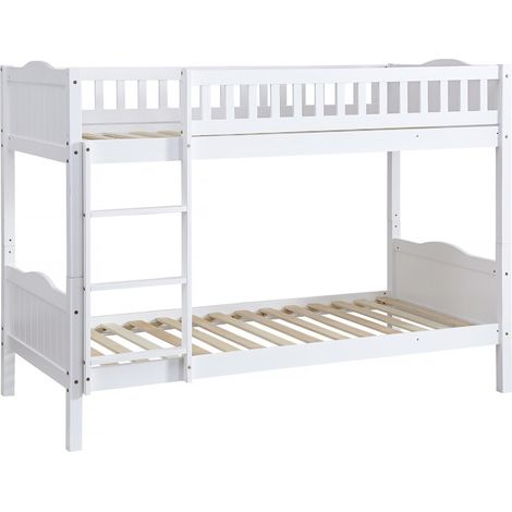 Habitat Et Jardin – Lit superposé enfant 90 x 190 cm – Bois blanc – Échelle sécurisée – Design moderne pour chambres partagées