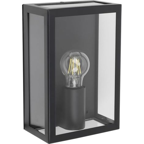 26cm Applique Murale Exterieur en Aluminium et Verre Trempé, Douille E27 25W Luminaire Exterieur, IP65 Étanche Lampe Exterieur Pour Jardin Terrasse et Balcon, Noir Métallique Sans Lampe (1/5)