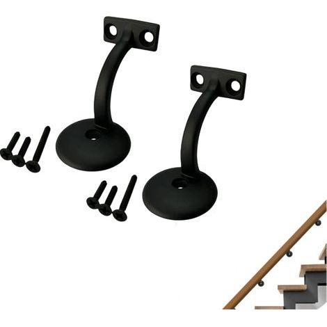 2 Pièces Noir Support de Main Courante, Support de Rampe Escalier en Alliage d'aluminium, Supports de Fixation Mural pour Rampe d'escalier en Bois et Métallique, Intérieure Et ExtéRieure (1/5)
