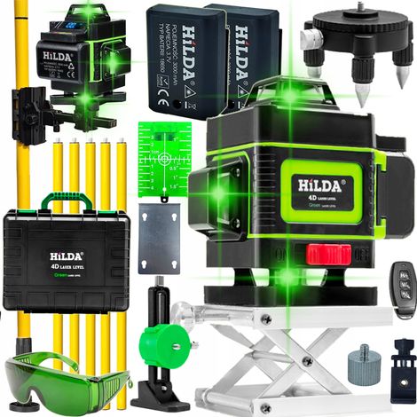 Niveau laser Hilda 4D à 360°, laser en croix, perche, 420 cm (1/5)