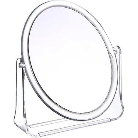 Miroir de maquillage double face grossissant, petit miroir de maquillage, HD portable, de bureau, rotation réglable à 360° (ovale) (AAA) (1/5)
