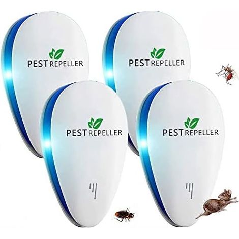 Ultraschall-Mückenabwehrgerät, effektives elektromagnetisches Ultraschallabwehrgerät gegen Mücken, Mäuse, Ameisen, Fliegen, Spinnen, Kakerlaken, 100% professionell und effektiv (4er-Packung) - (1/5)