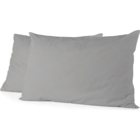 Lote de 2 fundas de almohada Home Linge Passion en microfibras grises claros 50 x 70 cm sin plancha (1/2)